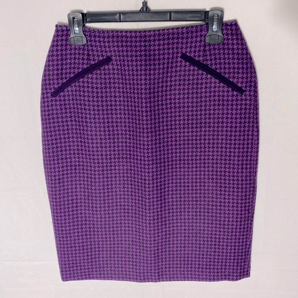 Vintage Purple Black Houndstooth Mini Pencil Skirt S